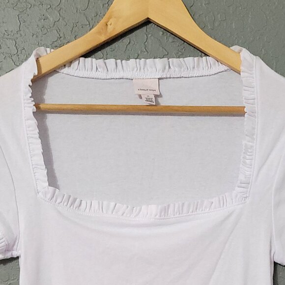 Cinq a Sept Womens Square Neck Short Sleeve Top Size M White Ruffle Regencycore - Picture 3 of 11